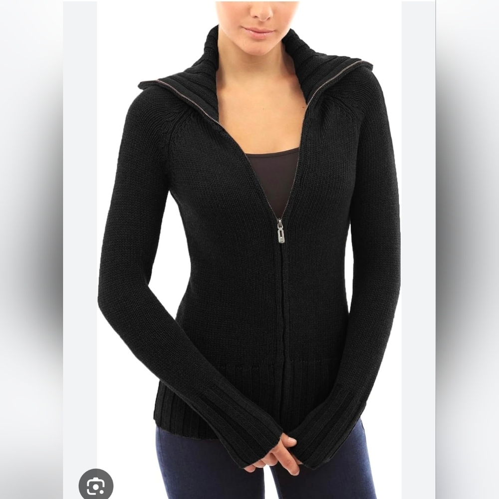 PattyBoutik Black Cowl Neck Zipper Sweater